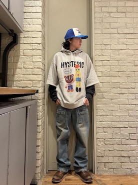 「HYSTERIC GLAMOUR（ヒステリックグラマー）のDRUM KIT メッシュキャップ（キャップ、ブルー系）」を使った、Mitsuさん（メンズ・170cm）の秋コーディネート