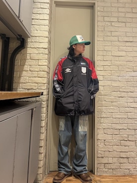 「HYSTERIC GLAMOUR（ヒステリックグラマー）のHYSTERIC BOX メッシュキャップ（キャップ、グリーン系）」を使った、Mitsuさん（メンズ・170cm）の秋コーディネート