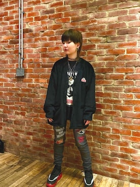 「HYSTERIC GLAMOUR（ヒステリックグラマー）のアイテム（チョーカー）」を使った、AMさん（レディース・151cm）の冬コーディネート