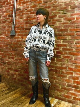 「シャツ 」｜「アイテム（アクセサリー）」を使った、AMさん（レディース・151cm）の冬コーディネート