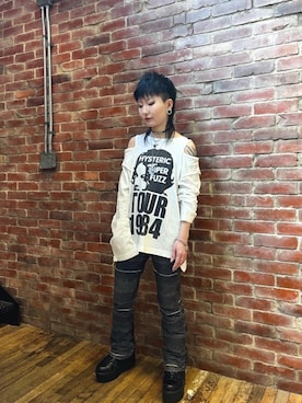 「HYSTERIC GLAMOUR（ヒステリックグラマー）のアイテム（チョーカー）」を使った、AMさん（レディース・151cm）の冬コーディネート