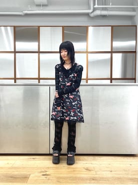 「HYSTERIC GLAMOUR（ヒステリックグラマー）のROCK HAPPENING柄 ワンピース（ワンピース）」を使った、AMさん（レディース・151cm）の夏コーディネート