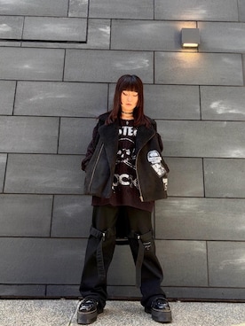 「ロック」｜「アイテム（トップス）」を使った、AMさん（レディース・151cm）の秋コーディネート