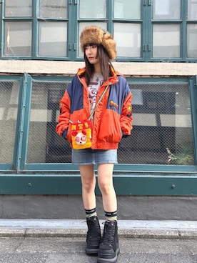 「HYSTERIC GLAMOUR（ヒステリックグラマー）のアイテム（バッグ）」を使った、AMさん（レディース・151cm）の秋コーディネート