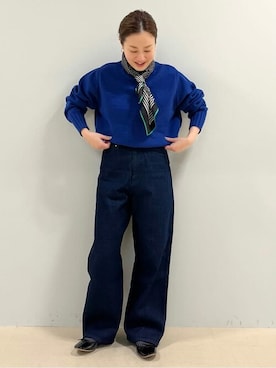 「アイテム（バンダナ/スカーフ）」を使った、kayoさん（レディース・150cm）の冬コーディネート