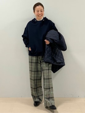 「アイテム（ノーカラーコート）」を使った、kayoさん（レディース・150cm）の冬コーディネート