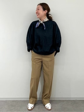 「アイテム（バンダナ/スカーフ）」を使った、kayoさん（レディース・150cm）の秋コーディネート