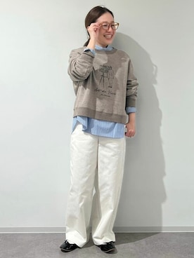 「アイテム（チノパンツ）」を使った、kayoさん（レディース・150cm）の秋コーディネート