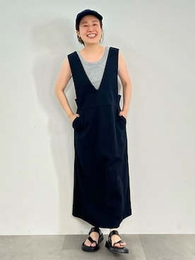 「アイテム（ジャンパースカート）」を使った、kayoさん（レディース・150cm）の夏コーディネート