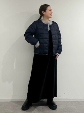 「アイテム（ダウンジャケット/コート、ブルー系）」を使った、kayoさん（レディース・150cm）の秋コーディネート