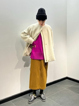 「journal standard L'essage（ジャーナルスタンダードレサージュ）のアイテム（ノーカラーコート）」を使った、UCHIYAMAさん（レディース・165cm）の秋コーディネート