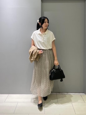 「アイテム（ボストンバッグ）」を使った、Shioさん（レディース・161cm）の夏コーディネート