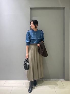 「le.coeur blanc（ルクールブラン）のメッシュダブルブレストジャケット（その他トップス）」を使った、Shioさん（レディース・161cm）の秋コーディネート