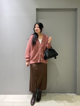 「アイテム（ボストンバッグ）」を使った、Shioさん（レディース・161cm）の秋コーディネート