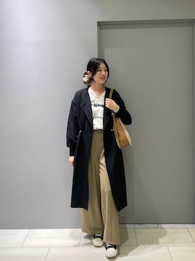 「アイテム（ノーカラーコート）」を使った、Shioさん（レディース・161cm）の秋コーディネート