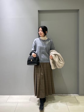 「アイテム（ノーカラーコート、ベージュ系）」を使った、Shioさん（レディース・161cm）の秋コーディネート