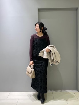 「アイテム（ノーカラーコート）」を使った、Shioさん（レディース・161cm）の秋コーディネート