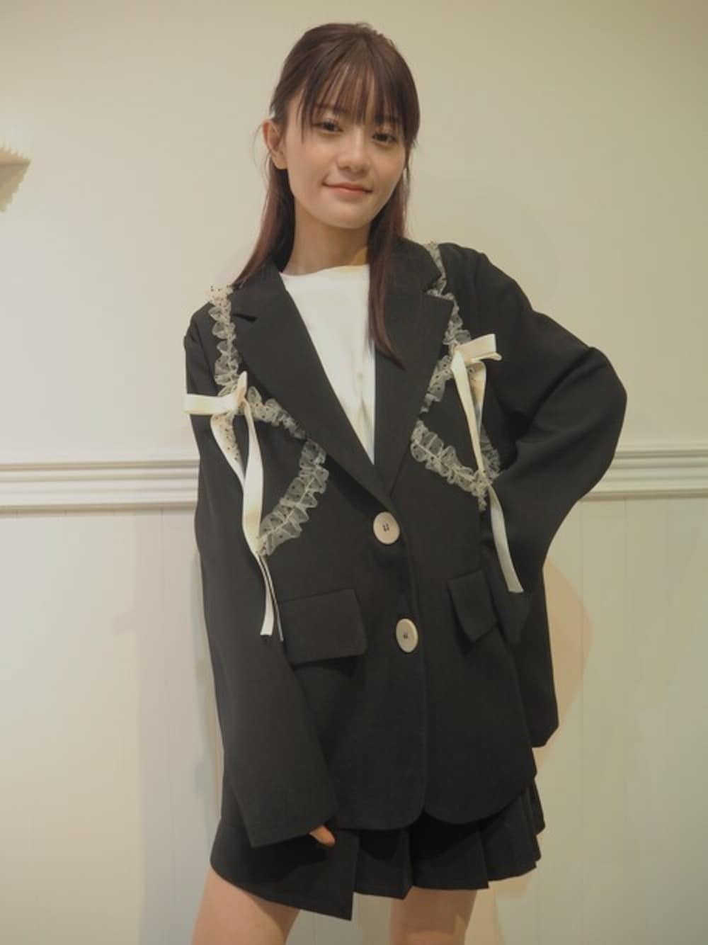 LA POMME petit（ラポミ・プチ）の「Dot Lace Ribbon Jacket ドット