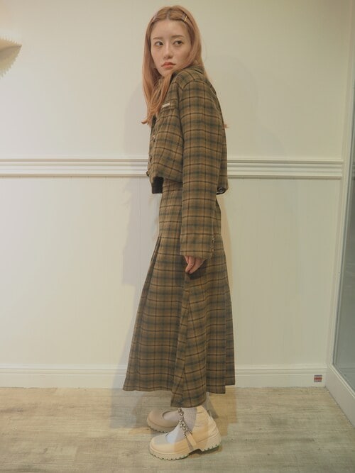 LA POMME petit（ラポミ・プチ）の「Plaid Short Coat Set Up