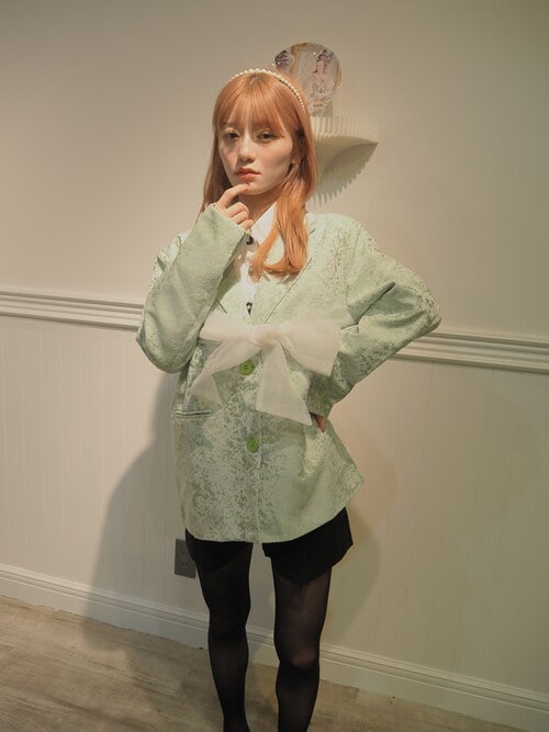 LA POMME petit（ラポミ・プチ）の「Front Ribbon Textile Mint