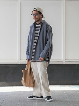 「ARKnets」｜「アイテム（パンツ）」を使った、ARKnets STAFFさん（メンズ・174cm）の春コーディネート