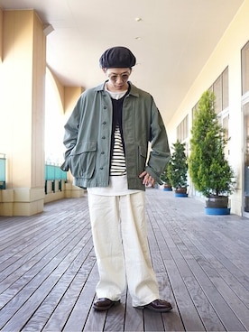 「KIJIMA TAKAYUKI」｜「アイテム（ミリタリージャケット）」を使った、ARKnets STAFFさん（メンズ・168cm）の春コーディネート