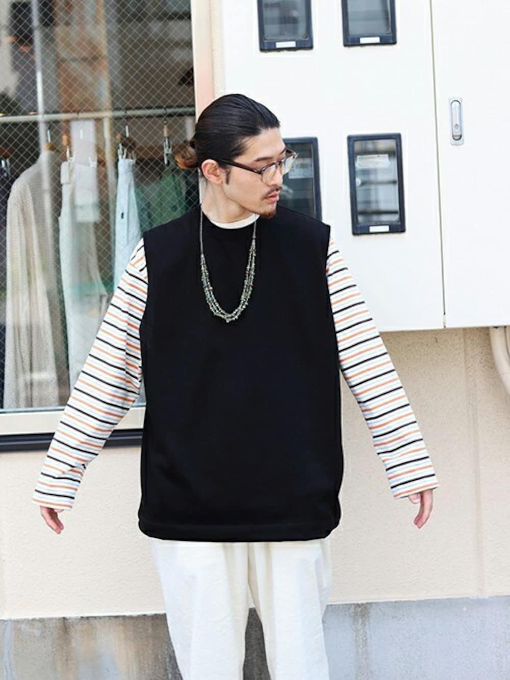 「ネックレス、春夏コーデ、necklace、PORT BY ARK、ポートバイアーク、アークネッツ、ARKnets」｜「PORT BY ARKのPORT BY ARK / ポートバイアーク：Turquoise Necklace：PO11-N001[COR]（ネックレス、ブルー系）」を使った、ARKnets STAFFさん（メンズ・173cm）の春コーディネートの1枚目の写真