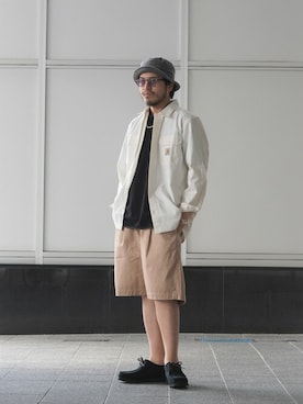「WP（ダブリューピー）のアイテム（帽子）」を使った、ARKnets STAFFさん（メンズ・174cm）の春コーディネート
