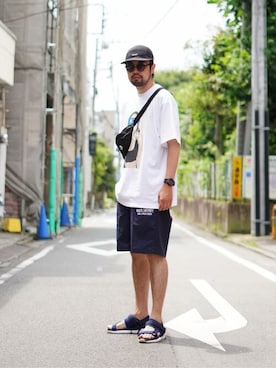 「WP（ダブリューピー）のアイテム（パンツ）」を使った、ARKnets STAFFさん（メンズ・180cm）の夏コーディネート