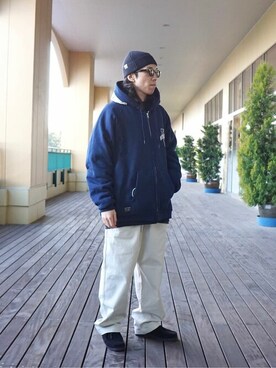「WP（ダブリューピー）のアイテム（パーカー）」を使った、ARKnets STAFFさん（メンズ・168cm）の夏コーディネート