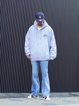 「WP（ダブリューピー）のアイテム（パーカー）」を使った、ARKnets STAFFさん（メンズ・180cm）の夏コーディネート