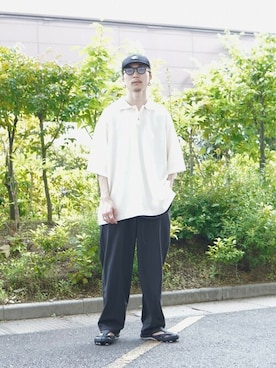 「marka（マーカ）のアイテム（スラックス）」を使った、ARKnets STAFFさん（メンズ・171cm）の夏コーディネート