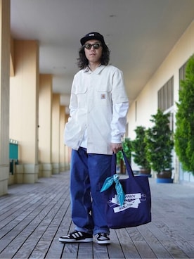 「WP（ダブリューピー）のアイテム（バッグ）」を使った、ARKnets STAFFさん（メンズ・168cm）の夏コーディネート