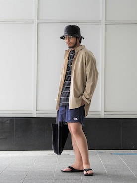 「ポートバイアーク」｜「アイテム（帽子）」を使った、ARKnets STAFFさん（メンズ・174cm）の夏コーディネート