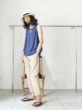 「FLAG SPORT（フラッグスポーツ）のアイテム」を使った、ARKnets STAFFさん（メンズ・183cm）の夏コーディネート