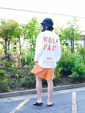 「WP（ダブリューピー）のアイテム（トップス）」を使った、ARKnets STAFFさん（メンズ・172cm）の夏コーディネート