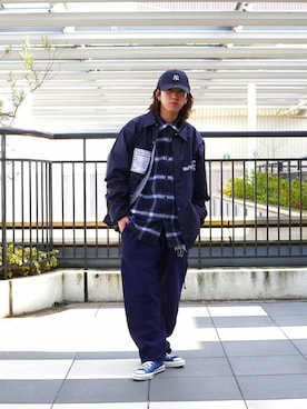 「WP（ダブリューピー）のアイテム（スウェットパンツ）」を使った、ARKnets STAFFさん（メンズ・170cm）の夏コーディネート