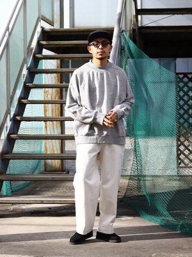 「ポートバイアーク」｜「アイテム（スウェット）」を使った、ARKnets STAFFさん（メンズ・173cm）の夏コーディネート