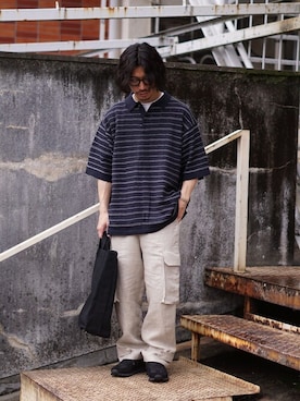 「BALLAST ARK（バラストアーク）のアイテム（パンツ）」を使った、ARKnets STAFFさん（メンズ・169cm）の春コーディネート