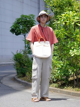 「BALLAST ARK（バラストアーク）のアイテム（バッグ）」を使った、ARKnets STAFFさん（メンズ・179cm）の夏コーディネート