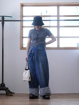 「BALLAST ARK（バラストアーク）のアイテム（バッグ）」を使った、ARKnets STAFFさん（レディース・160cm）の夏コーディネート