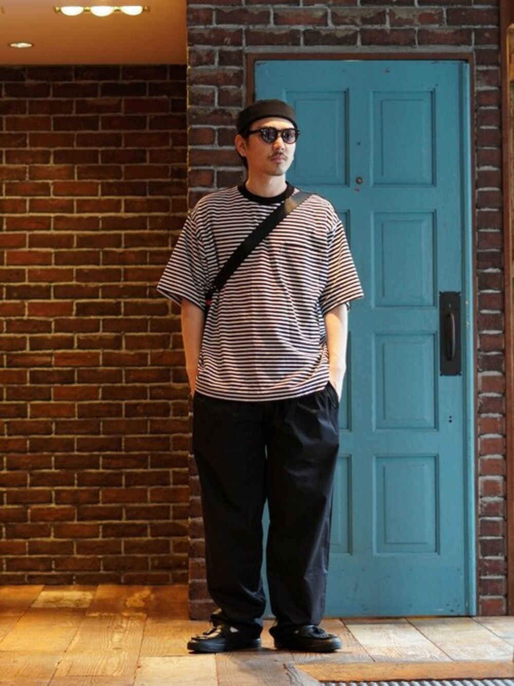 「converse、challenger、BALLAST ARK」｜「BALLAST ARKのBALLAST ARK / バラストアーク：BORDER S/S POCKET TEE：BA07-T004[AST]（Tシャツ/カットソー、ホワイト系）」を使った、ARKnets STAFFさん（メンズ・170cm）の夏コーディネートの1枚目の写真