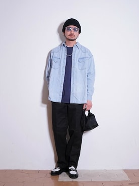 「長袖シャツ」｜「アイテム（ジャケット/アウター）」を使った、ARKnets STAFFさん（メンズ・178cm）の夏コーディネート