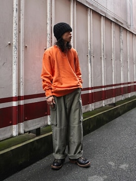 「ポートバイアーク」｜「アイテム（スウェット）」を使った、ARKnets STAFFさん（メンズ・165cm）の秋コーディネート