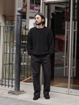 「ポートバイアーク」｜「アイテム（スラックス）」を使った、ARKnets STAFFさん（メンズ・174cm）の春コーディネート