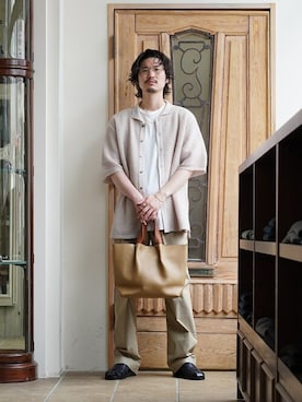 「ポートバイアーク」｜「アイテム（スラックス）」を使った、ARKnets STAFFさん（メンズ・175cm）の夏コーディネート