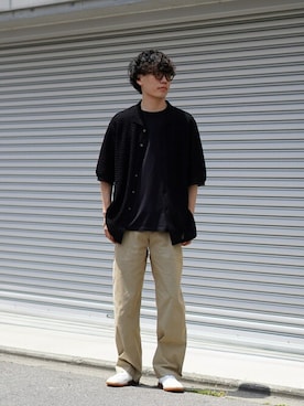 「ポートバイアーク」｜「アイテム（スラックス）」を使った、ARKnets STAFFさん（メンズ・176cm）の夏コーディネート