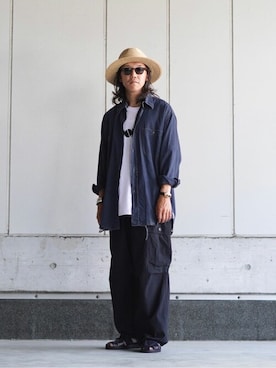 「Paraboot（パラブーツ）のアイテム（サンダル）」を使った、ARKnets STAFFさん（メンズ・168cm）の夏コーディネート