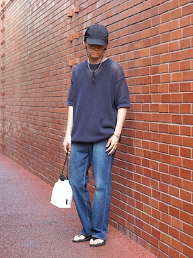 「BALLAST ARK（バラストアーク）のアイテム（バッグ）」を使った、ARKnets STAFFさん（メンズ・176cm）の夏コーディネート