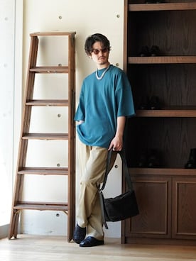 「ポートバイアーク」｜「アイテム（スラックス）」を使った、ARKnets STAFFさん（メンズ・175cm）の夏コーディネート